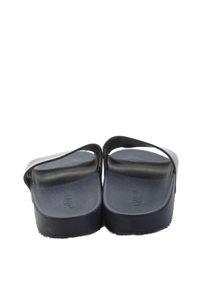 ONIA Womens Single Strap Rubber Slide Sandals Navy Blue Size 8