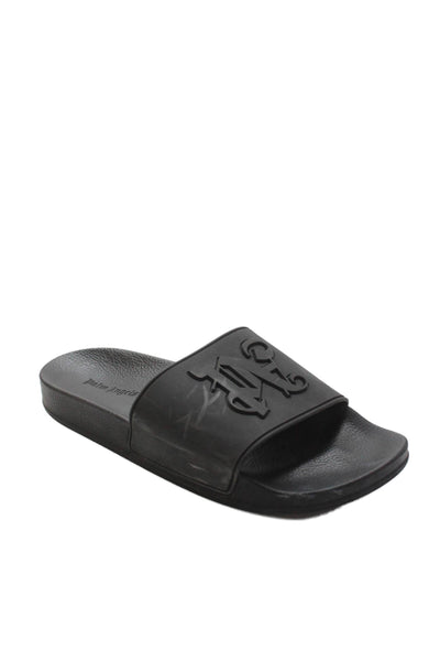 Palm Angels Womens Logo Strap Rubber Slide Sandals Black Size 41
