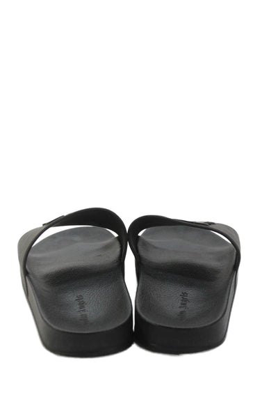 Palm Angels Womens Logo Strap Rubber Slide Sandals Black Size 41