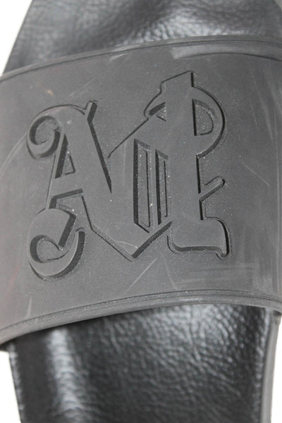 Palm Angels Womens Logo Strap Rubber Slide Sandals Black Size 41