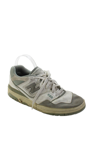 New Balance Womens Lace Up Logo 550 Trainers Sneakers White Gray Size 9.5