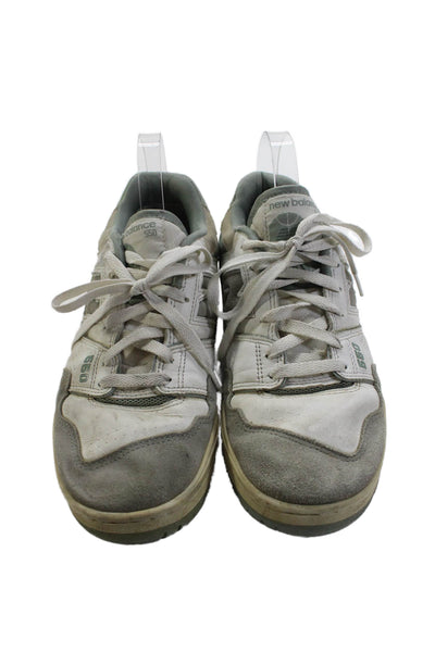 New Balance Womens Lace Up Logo 550 Trainers Sneakers White Gray Size 9.5