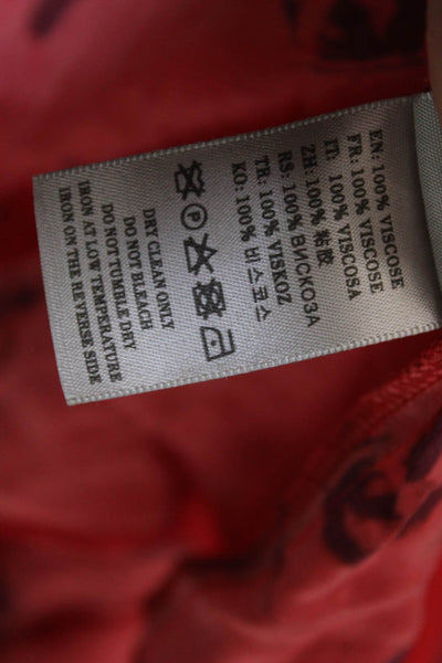 Preen Line Women Red Floral Shift Dress Short Sleeve Round Neck Size L