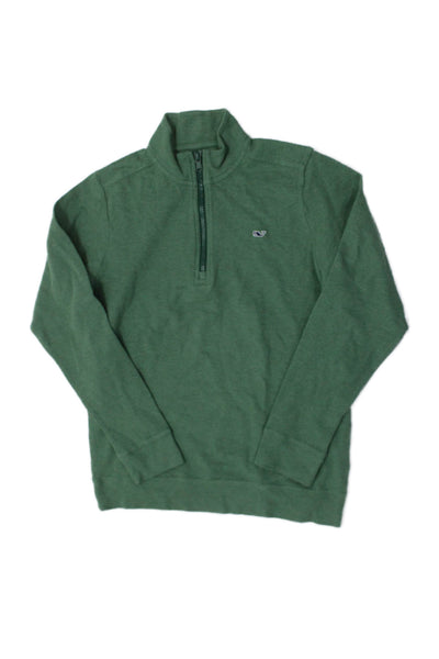 Vineyard Vines Childrens Boys Half Zipper Sweater Green Cotton Size 16
