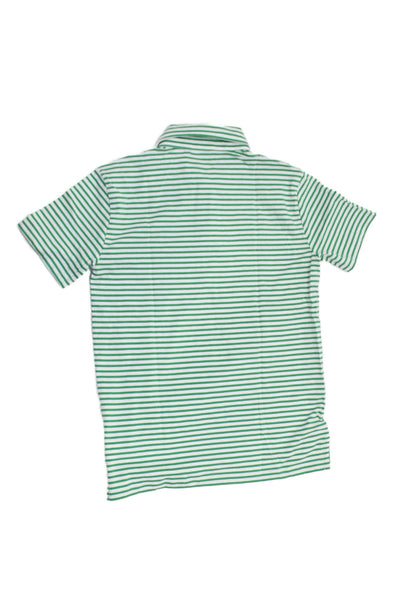 Crewcuts Childrens Boys Striped Polo Shirt White Green Cotton Size 12-14