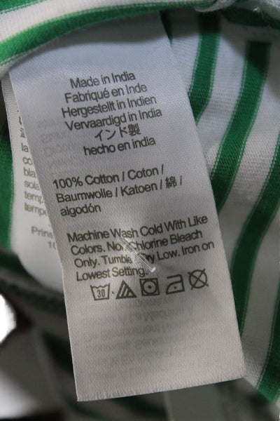 Crewcuts Childrens Boys Striped Polo Shirt White Green Cotton Size 12-14