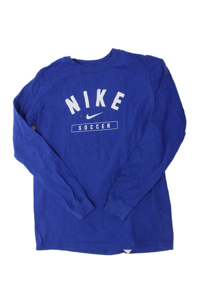 Nike Childrens Boys Long Sleeves Tee Shirt Blue Size Extra Large
