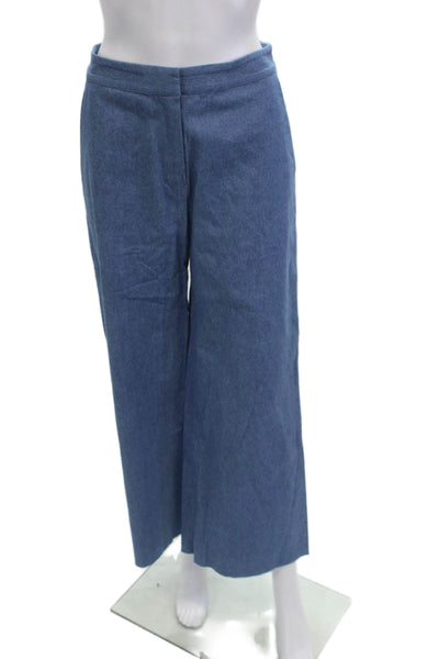 Harvey Faircloth Women Cropped High Rise Blue Cotton Pants Size 2