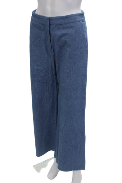 Harvey Faircloth Women Cropped High Rise Blue Cotton Pants Size 2