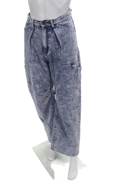 Lioness Unisex 90s Wide Leg Jeans Blue Cotton High Rise 29in Size S