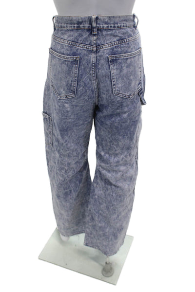 Lioness Unisex 90s Wide Leg Jeans Blue Cotton High Rise 29in Size S