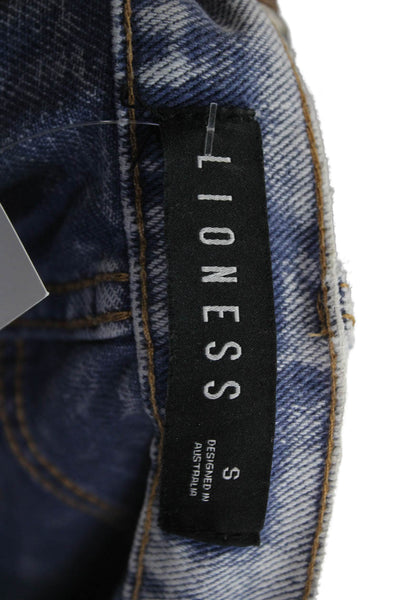 Lioness Unisex 90s Wide Leg Jeans Blue Cotton High Rise 29in Size S