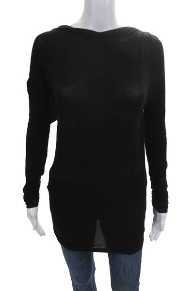 Club Monaco Womens Tunic Long Sleeve Black Zip Rayon Elastane Size S