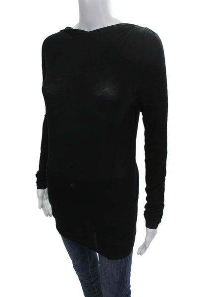 Club Monaco Womens Tunic Long Sleeve Black Zip Rayon Elastane Size S