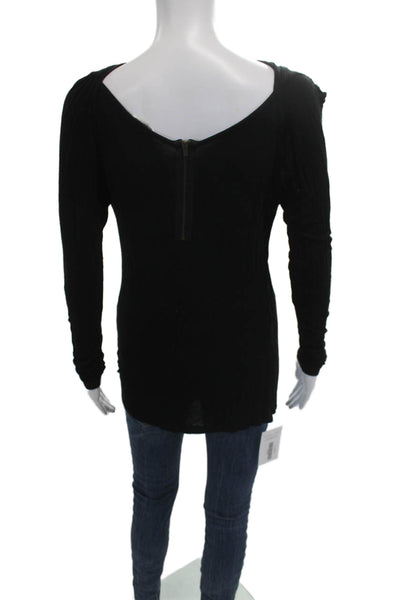 Club Monaco Womens Tunic Long Sleeve Black Zip Rayon Elastane Size S
