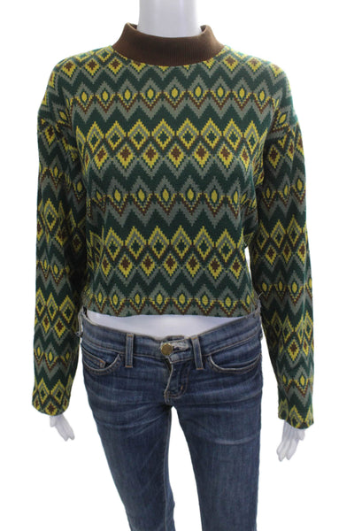 Zara Unisex Brown Geometric Aztec Mock Neck Pullover Long Sleeve Size S