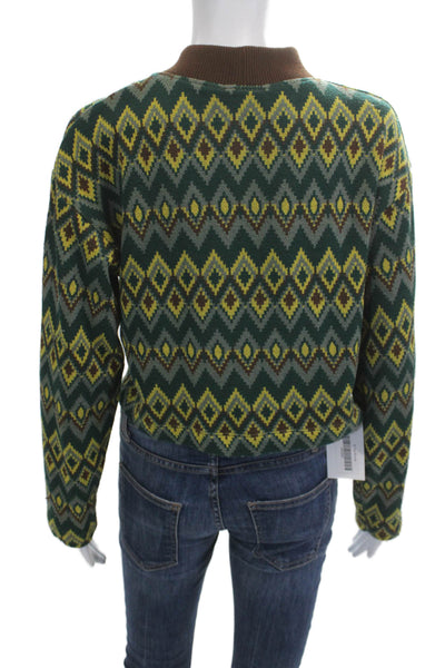 Zara Unisex Brown Geometric Aztec Mock Neck Pullover Long Sleeve Size S
