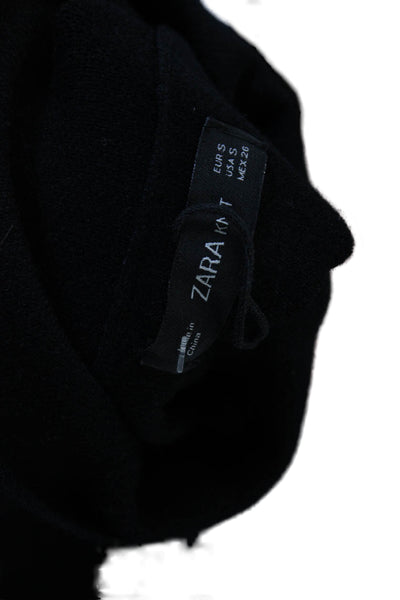 Zara Knit Womens Basic Turtleneck Long Sleeve Top Black Size S
