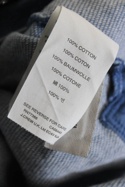 J Crew Women Blue Cotton Pullover Sweatshirt 3/4 Sleeve Crew Neck Size M