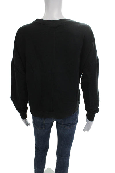 Betsey Johnson Women Black Floral Pullover Sweatshirt Crewneck Longsleeve Size S