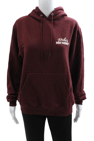 Champion Unisex Pullover Hoodies Red Drawstring Long Sleeve 50% Cotton Size S