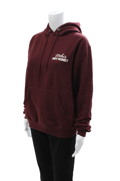 Champion Unisex Pullover Hoodies Red Drawstring Long Sleeve 50% Cotton Size S
