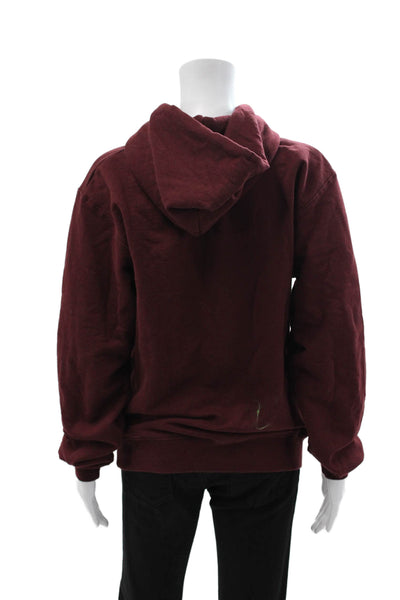 Champion Unisex Pullover Hoodies Red Drawstring Long Sleeve 50% Cotton Size S