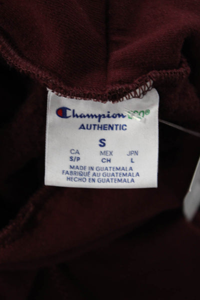 Champion Unisex Pullover Hoodies Red Drawstring Long Sleeve 50% Cotton Size S