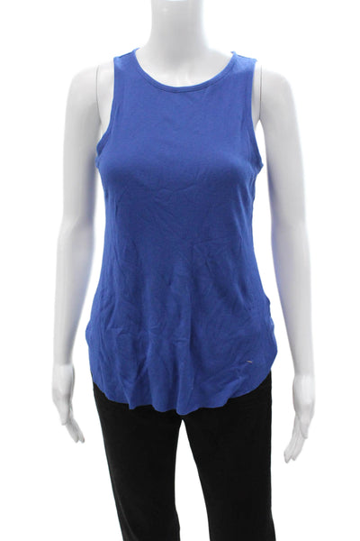 Vince Women Basic Sleeveless Tank Blue Round Neck Pima Modal Size S