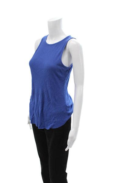 Vince Women Basic Sleeveless Tank Blue Round Neck Pima Modal Size S