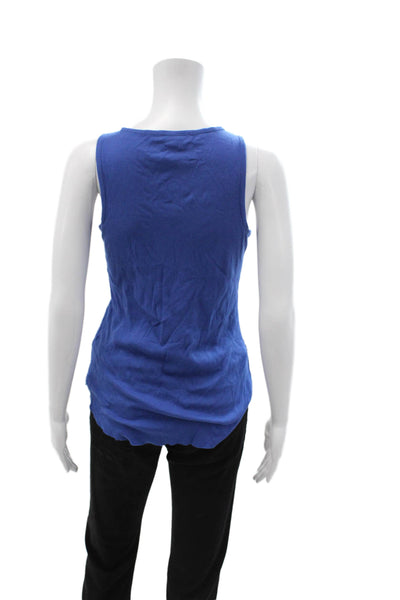 Vince Women Basic Sleeveless Tank Blue Round Neck Pima Modal Size S