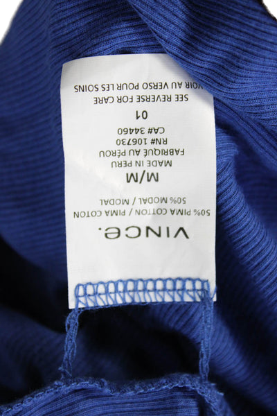 Vince Women Basic Sleeveless Tank Blue Round Neck Pima Modal Size S