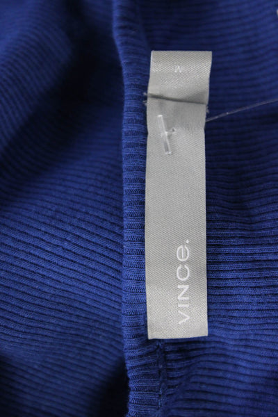 Vince Women Basic Sleeveless Tank Blue Round Neck Pima Modal Size S