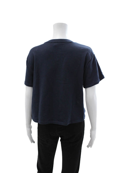 Splendid Women Cropped Basic Short Sleeve Crew Neck Dark Blue T-Shirt Size XL