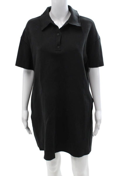Zara Womens Black Collared Short Sleeve Shirt Dress Size S