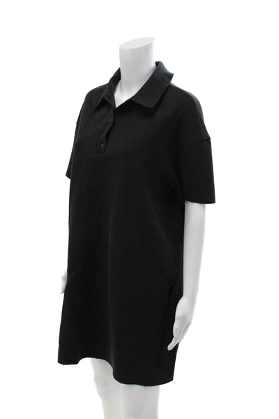 Zara Womens Black Collared Short Sleeve Shirt Dress Size S