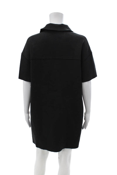 Zara Womens Black Collared Short Sleeve Shirt Dress Size S