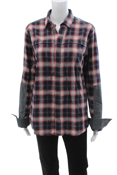 IRO Womens Dark Blue Plaid Collared Button-Up Long Sleeve Size XS