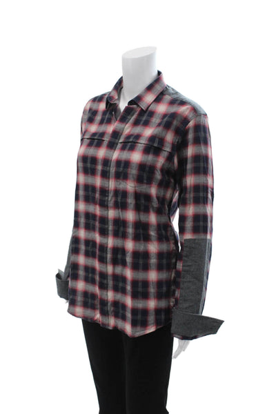 IRO Womens Dark Blue Plaid Collared Button-Up Long Sleeve Size XS