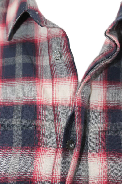 IRO Womens Dark Blue Plaid Collared Button-Up Long Sleeve Size XS