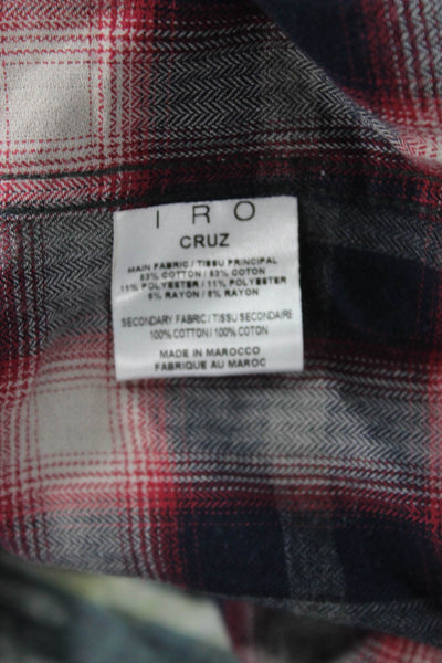 IRO Womens Dark Blue Plaid Collared Button-Up Long Sleeve Size XS