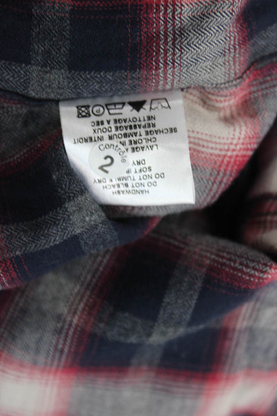 IRO Womens Dark Blue Plaid Collared Button-Up Long Sleeve Size XS
