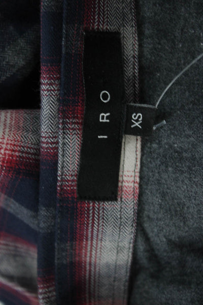 IRO Womens Dark Blue Plaid Collared Button-Up Long Sleeve Size XS