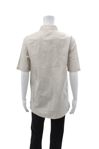 Helmut Lang Womens Collared Geometric Cotton Button-Up Short Sleeve Size XS
