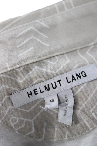 Helmut Lang Womens Collared Geometric Cotton Button-Up Short Sleeve Size XS