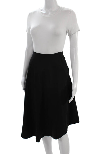 Theory Womens A-Line Skirt Black Virgin Wool Viscose Knee Length Size 2