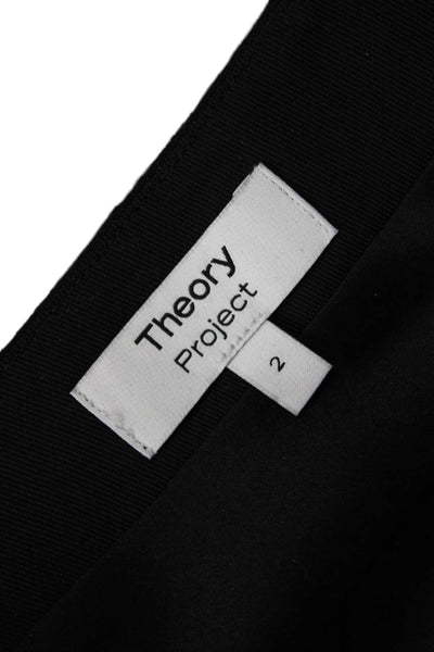 Theory Womens A-Line Skirt Black Virgin Wool Viscose Knee Length Size 2