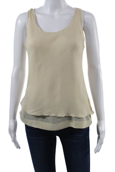 J Crew Womens Camisole Beige 100% Silk Round Neck Sleeveless Size 2