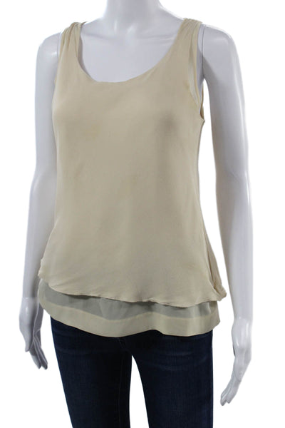 J Crew Womens Camisole Beige 100% Silk Round Neck Sleeveless Size 2