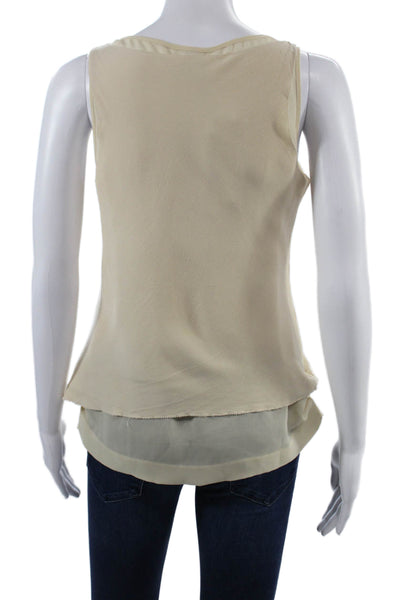 J Crew Womens Camisole Beige 100% Silk Round Neck Sleeveless Size 2
